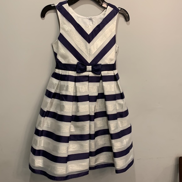 Jona Michelle Girls Silver & Blue Dress with matching bolero jacket Size 5 - Picture 2 of 10